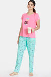 Zivame Her World Cotton Pyjama Set - Aruba Blue — thumbnail 4